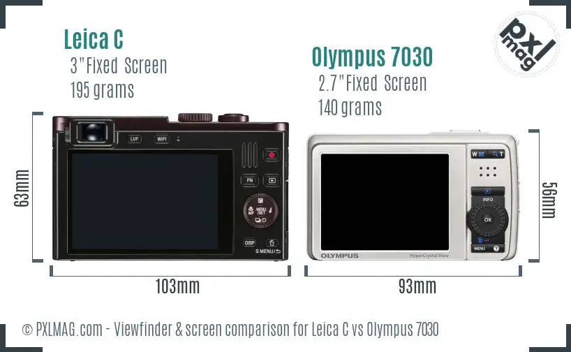 Leica C vs Olympus 7030 Screen and Viewfinder comparison