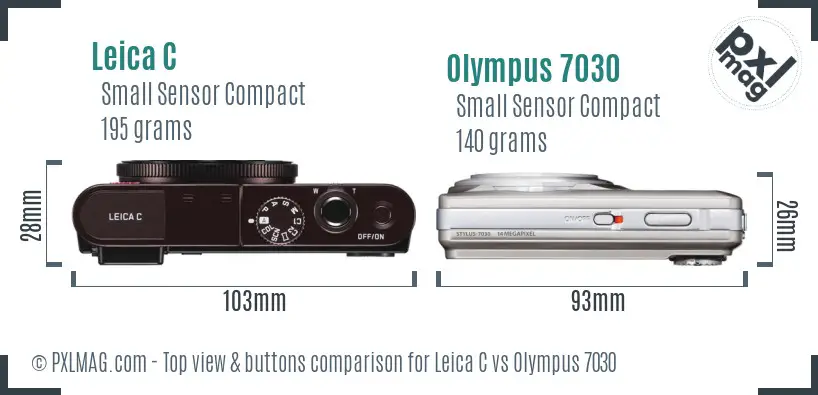 Leica C vs Olympus 7030 top view buttons comparison