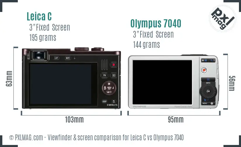 Leica C vs Olympus 7040 Screen and Viewfinder comparison