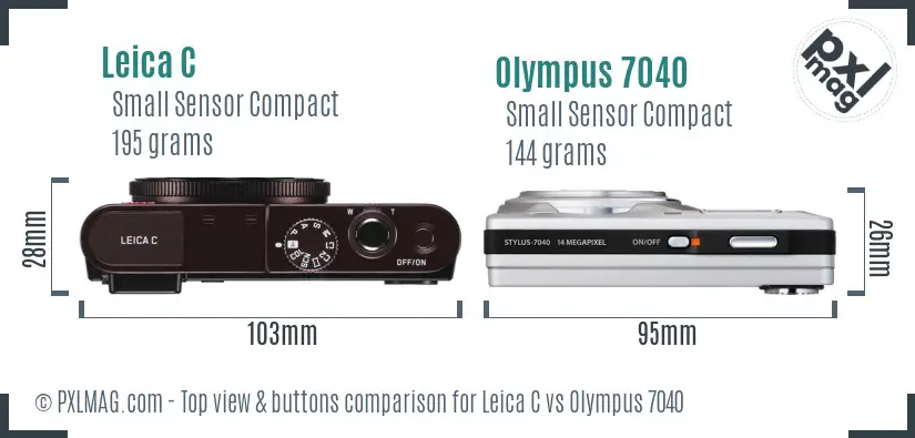 Leica C vs Olympus 7040 top view buttons comparison