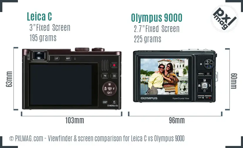 Leica C vs Olympus 9000 Screen and Viewfinder comparison
