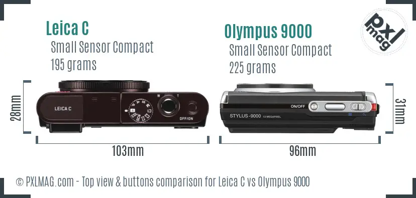Leica C vs Olympus 9000 top view buttons comparison