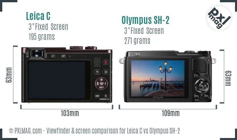 Leica C vs Olympus SH-2 Screen and Viewfinder comparison