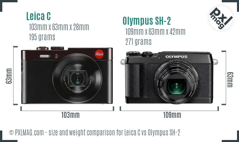 Leica C vs Olympus SH-2 size comparison