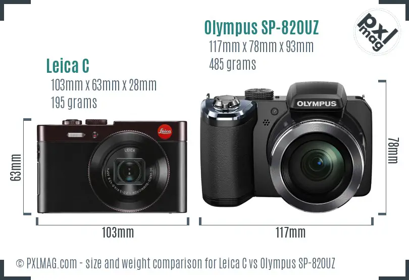 Leica C vs Olympus SP-820UZ size comparison