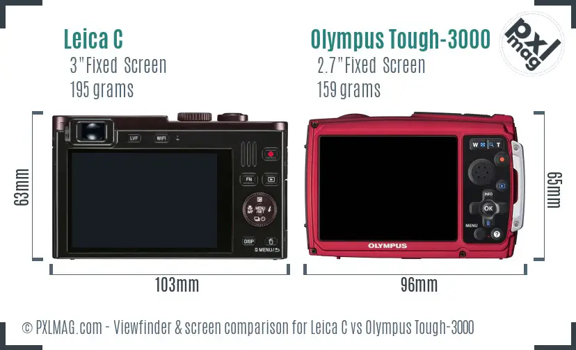 Leica C vs Olympus Tough-3000 Screen and Viewfinder comparison