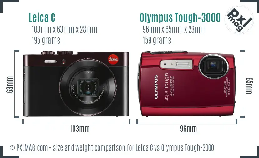 Leica C vs Olympus Tough-3000 size comparison