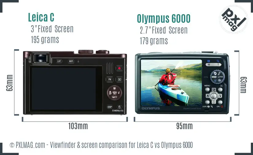 Leica C vs Olympus 6000 Screen and Viewfinder comparison