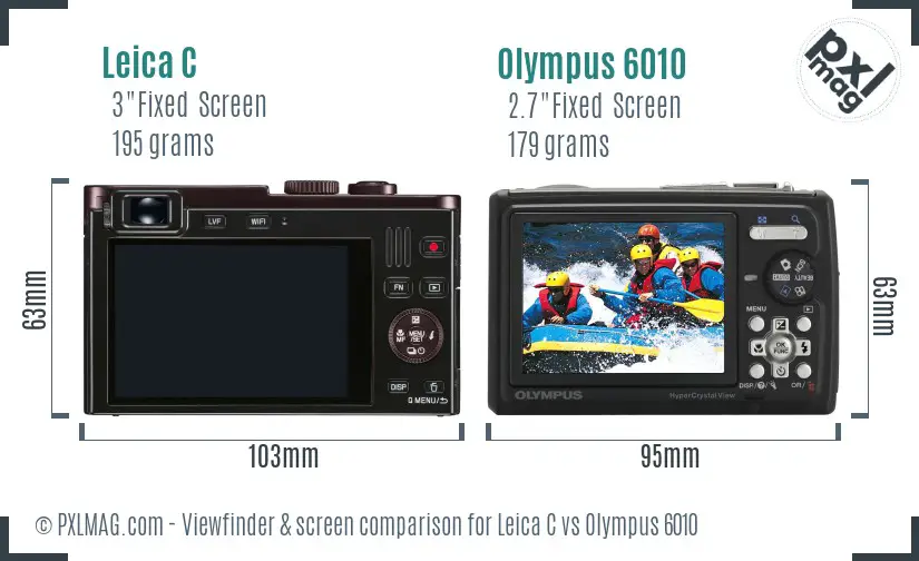 Leica C vs Olympus 6010 Screen and Viewfinder comparison