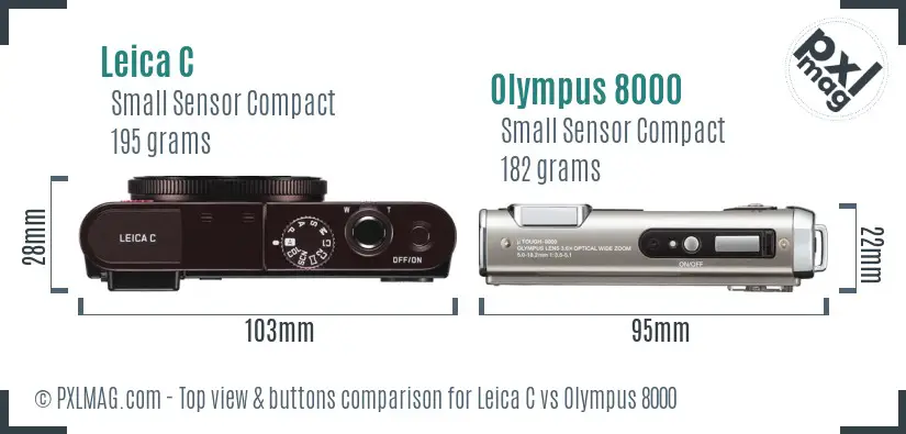 Leica C vs Olympus 8000 top view buttons comparison Leica C vs Olympus 8000 top view buttons comparison