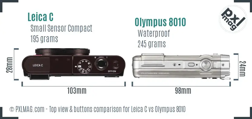 Leica C vs Olympus 8010 top view buttons comparison