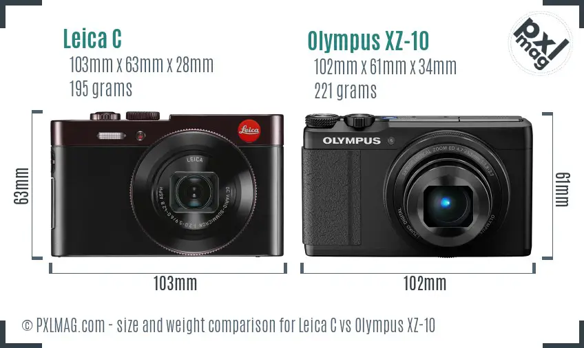 Leica C vs Olympus XZ-10 size comparison