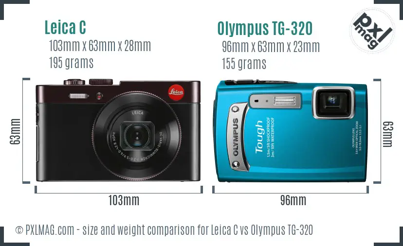 Leica C vs Olympus TG-320 size comparison Leica C vs Olympus TG-320 size comparison