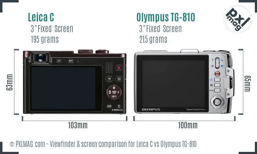 Leica C vs Olympus TG-810 Screen and Viewfinder comparison