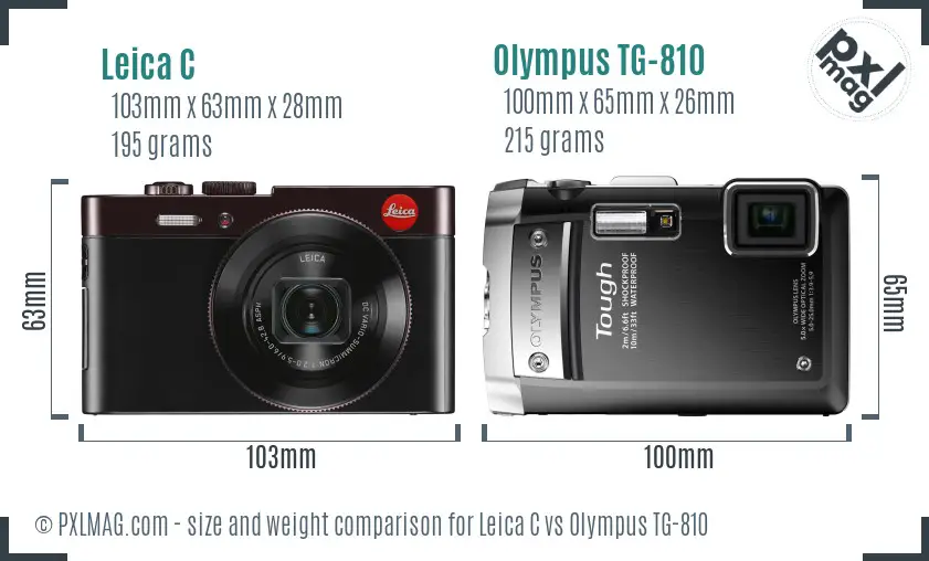 Leica C vs Olympus TG-810 size comparison