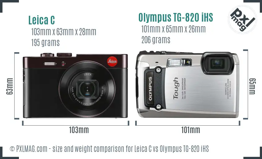 Leica C vs Olympus TG-820 iHS size comparison Leica C vs Olympus TG-820 iHS size comparison