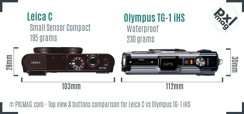 Leica C vs Olympus TG-1 iHS top view buttons comparison