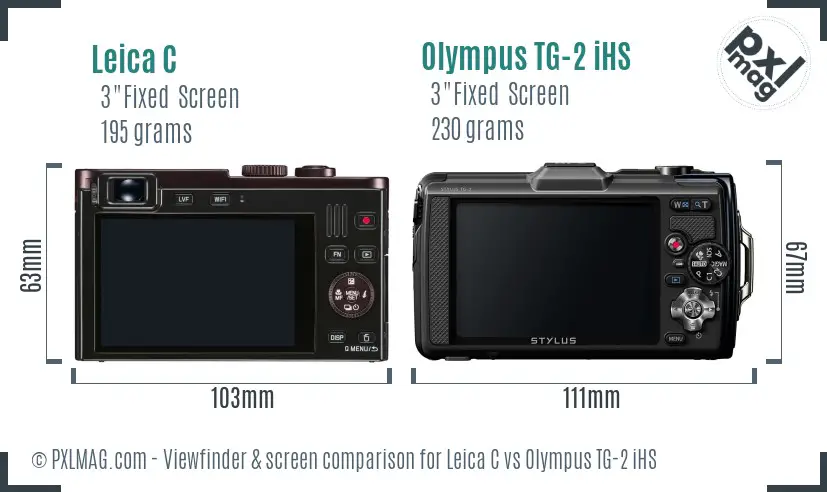 Leica C vs Olympus TG-2 iHS Screen and Viewfinder comparison