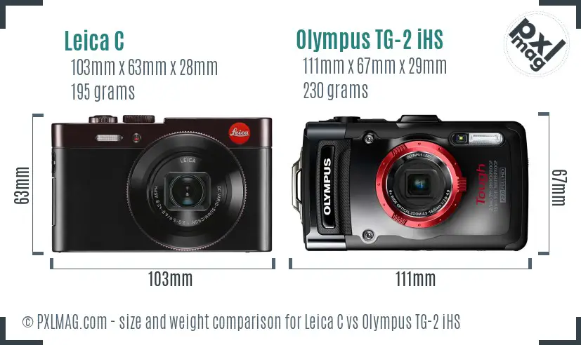 Leica C vs Olympus TG-2 iHS size comparison