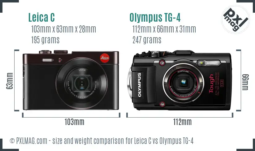 Leica C vs Olympus TG-4 size comparison Leica C vs Olympus TG-4 size comparison
