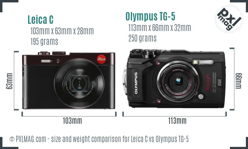 Leica C vs Olympus TG-5 size comparison Leica C vs Olympus TG-5 size comparison