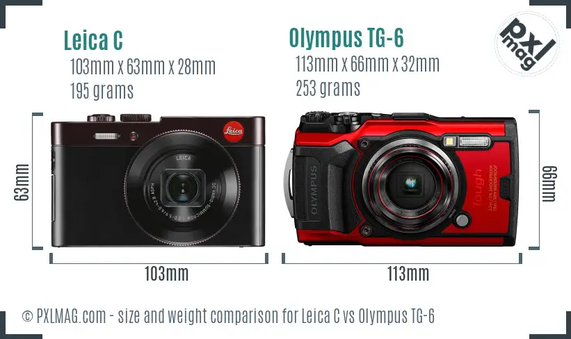 Leica C vs Olympus TG-6 size comparison Leica C vs Olympus TG-6 size comparison