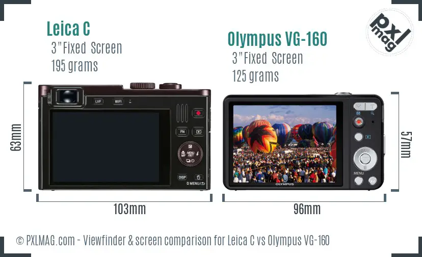 Leica C vs Olympus VG-160 Screen and Viewfinder comparison Leica C vs Olympus VG-160 Screen and Viewfinder comparison