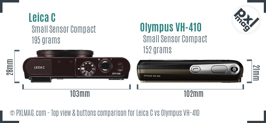 Leica C vs Olympus VH-410 top view buttons comparison