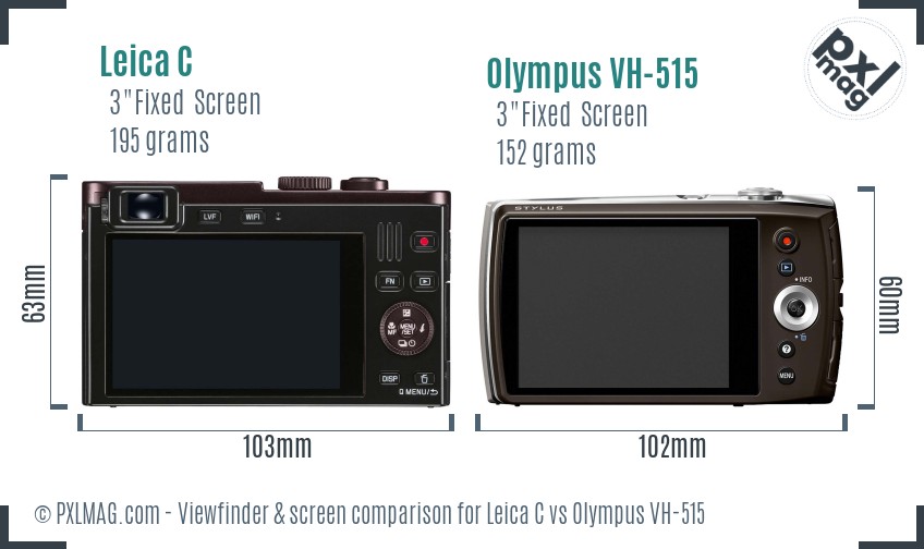 Leica C vs Olympus VH-515 Screen and Viewfinder comparison