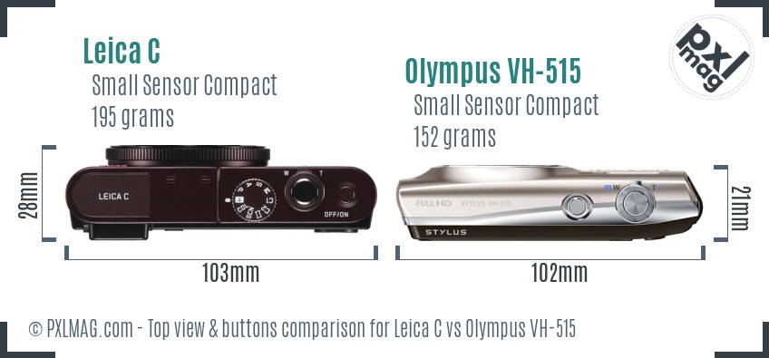 Leica C vs Olympus VH-515 top view buttons comparison