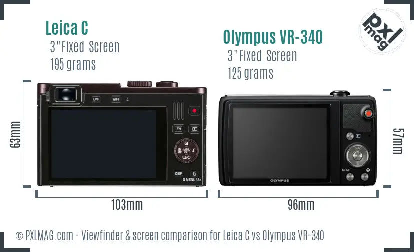 Leica C vs Olympus VR-340 Screen and Viewfinder comparison