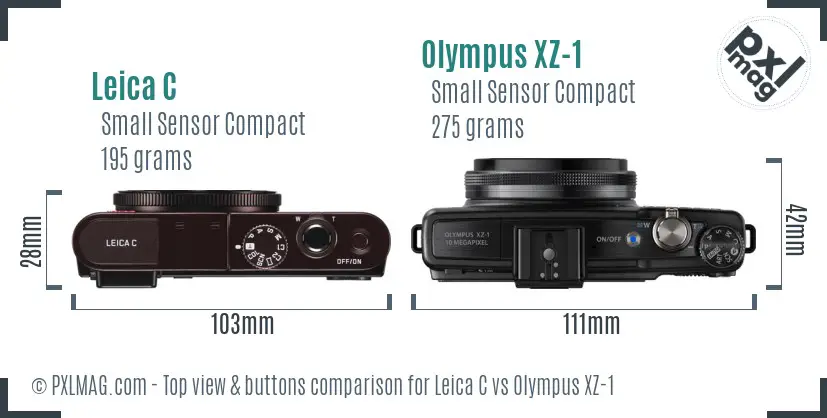 Leica C vs Olympus XZ-1 top view buttons comparison