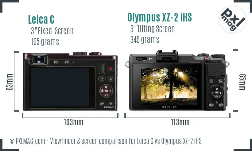 Leica C vs Olympus XZ-2 iHS Screen and Viewfinder comparison