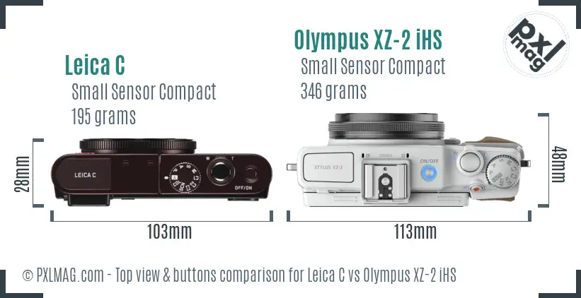 Leica C vs Olympus XZ-2 iHS top view buttons comparison