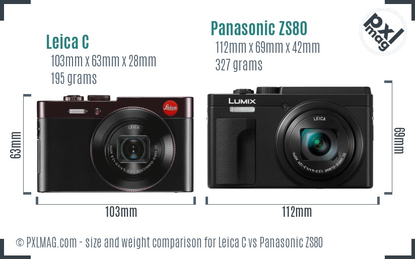 Leica C vs Panasonic ZS80 size comparison