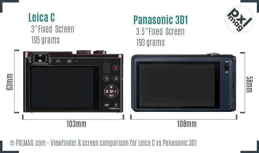 Leica C vs Panasonic 3D1 Screen and Viewfinder comparison