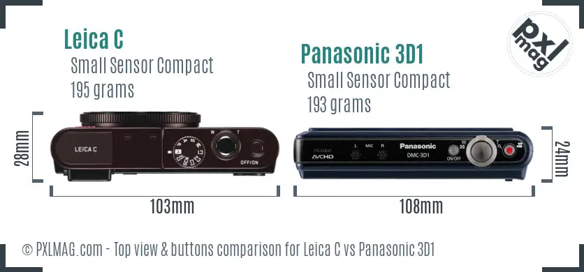 Leica C vs Panasonic 3D1 top view buttons comparison