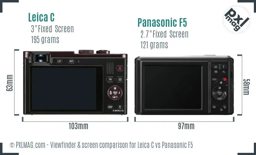 Leica C vs Panasonic F5 Screen and Viewfinder comparison