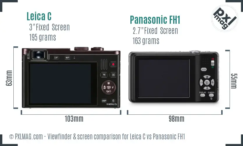 Leica C vs Panasonic FH1 Screen and Viewfinder comparison