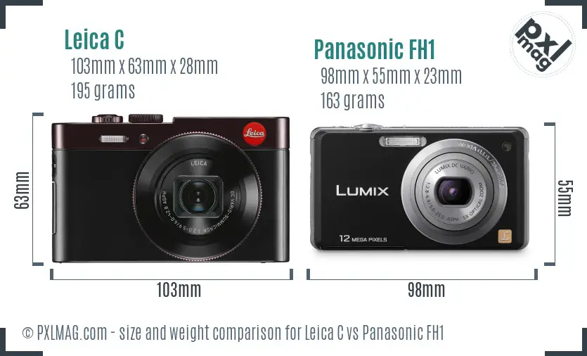 Leica C vs Panasonic FH1 size comparison