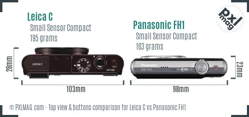Leica C vs Panasonic FH1 top view buttons comparison