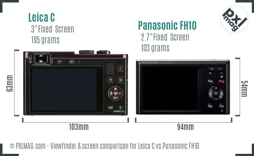 Leica C vs Panasonic FH10 Screen and Viewfinder comparison