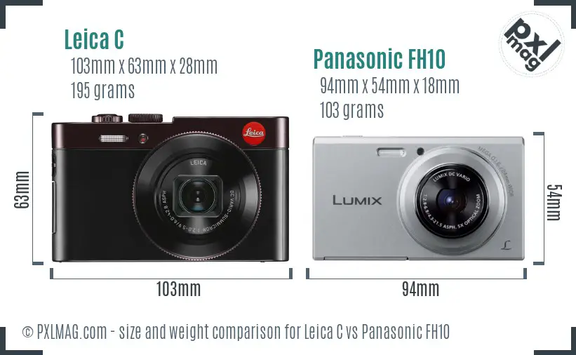 Leica C vs Panasonic FH10 size comparison