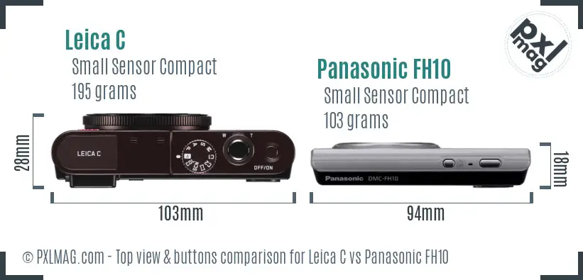 Leica C vs Panasonic FH10 top view buttons comparison