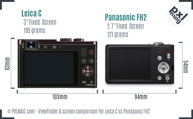 Leica C vs Panasonic FH2 Screen and Viewfinder comparison
