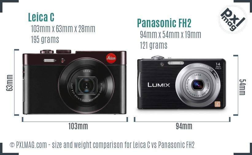 Leica C vs Panasonic FH2 size comparison Leica C vs Panasonic FH2 size comparison