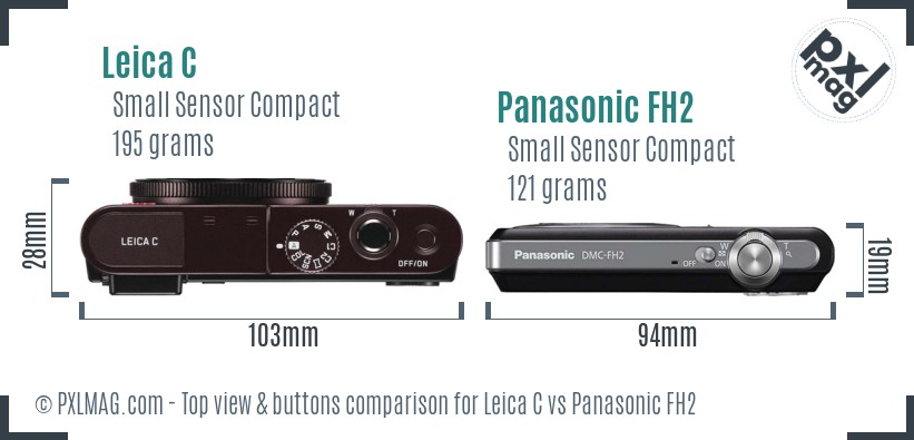 Leica C vs Panasonic FH2 top view buttons comparison