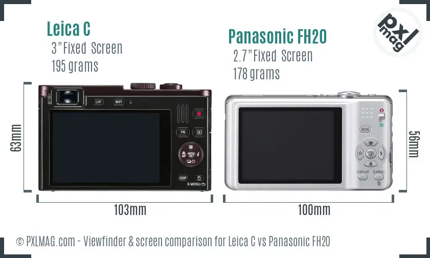 Leica C vs Panasonic FH20 Screen and Viewfinder comparison