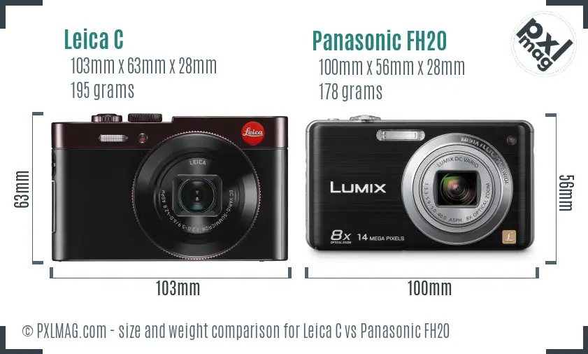 Leica C vs Panasonic FH20 size comparison