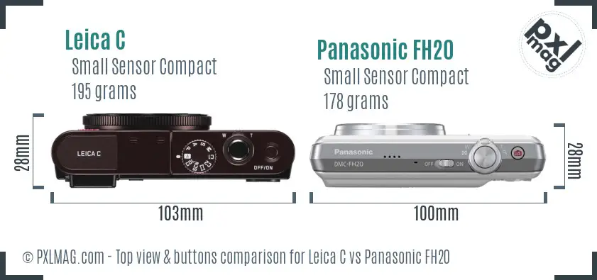 Leica C vs Panasonic FH20 top view buttons comparison